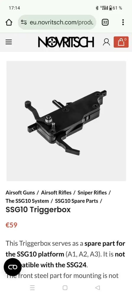Produktbild för Söker Ssg10 Triggerbox och M190/M220 fjäder 